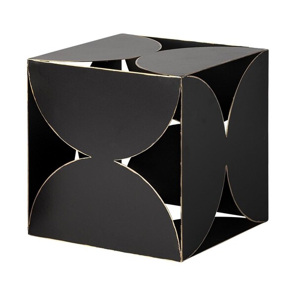 Homeroots 8 in. Contemporary Black Metal Geo Cube Sculpture - 392475