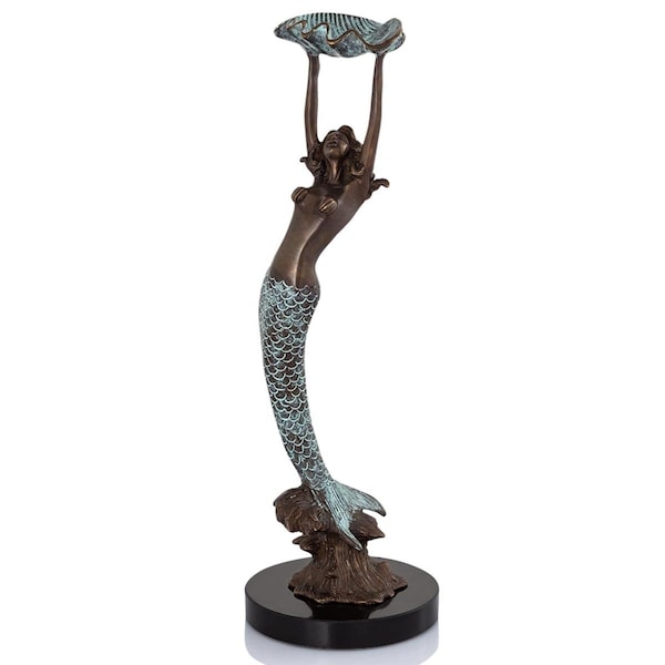 Spi 15 x 5 x 5 in. Mermaid with Tray, Brass - 41050