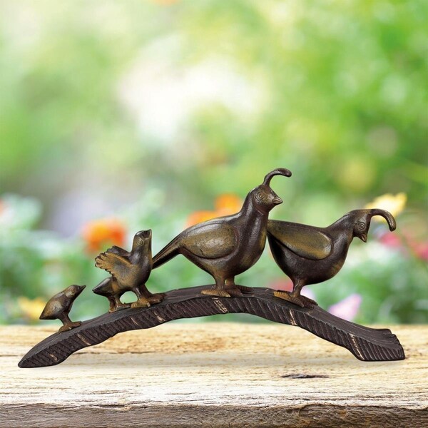 Ricki&Aposs Rugs Quail Family Parade Garden Sculpture - RI3185888