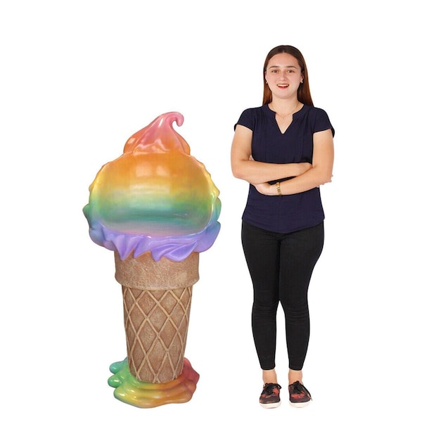 Queens Of Christmas 5 ft. Rainbow Ice Cream Cone Bar Chair - WL-ICECR-BARCH-RNBW