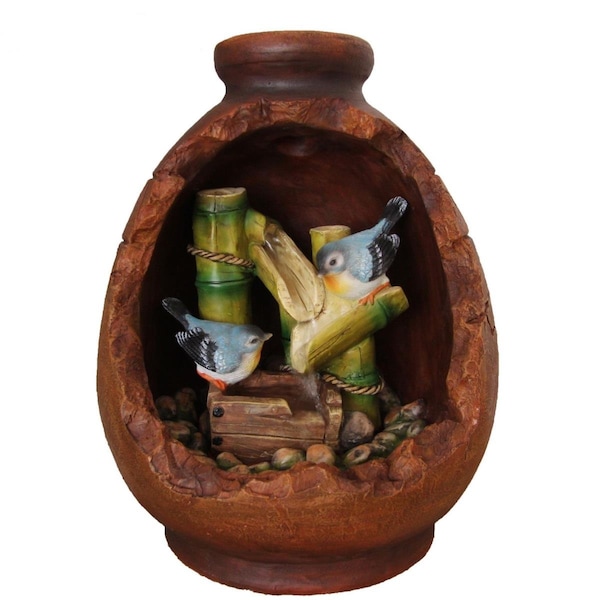Sintechno Birds Resting on Bamboo in Jar Water Fountain - SNF15135