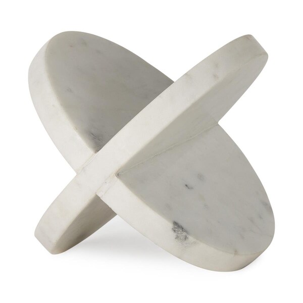 Homeroots Marble Geometric Circular Sculpture, White - 392553