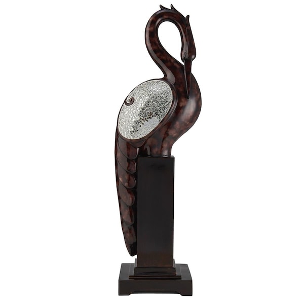 Palacedesigns 27 in. Polyresin Crane Figurine Sculpture, Marbleized Cherry Brown - PA3677631