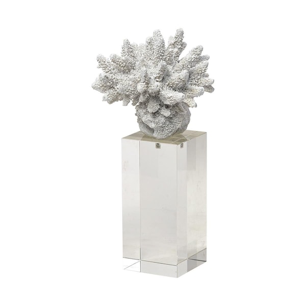 Homeroots 10 in. White Contempo Coral & Glass Sculpture - 392434