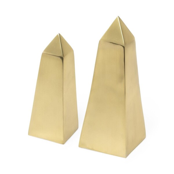 Homeroots 11 x 4 x 4 in. Gold Metal Elongated Pyramid Decor Pieces - 392525
