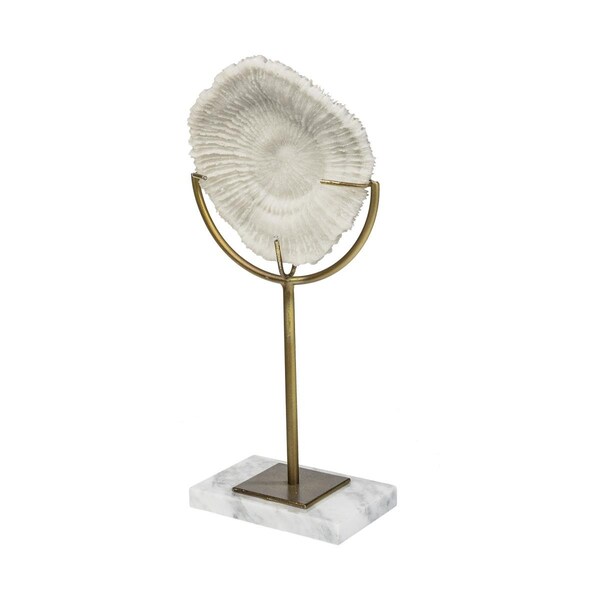 Homeroots 12 x 3 x 6 in. White & Gold Coastal Sculpture - 392416