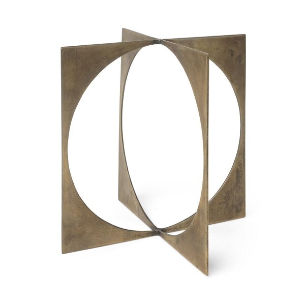 Palacedesigns 9 x 8 x 8 in. Burnished Metal Circle Square Sculpture, Gold - PA3093697