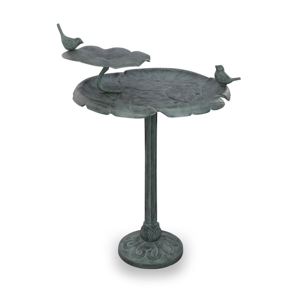 Spi Bird Chat on Lotus Birdbath & Bird Feeder Sculpture - 41086