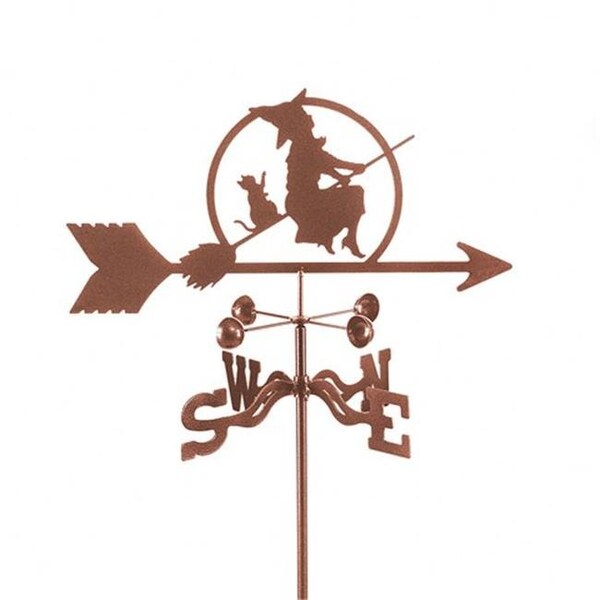 Ez Vane EZ Vane EZ1809-PT Witch on a Broom Weathervane with Post Mount - EZ1809-PT