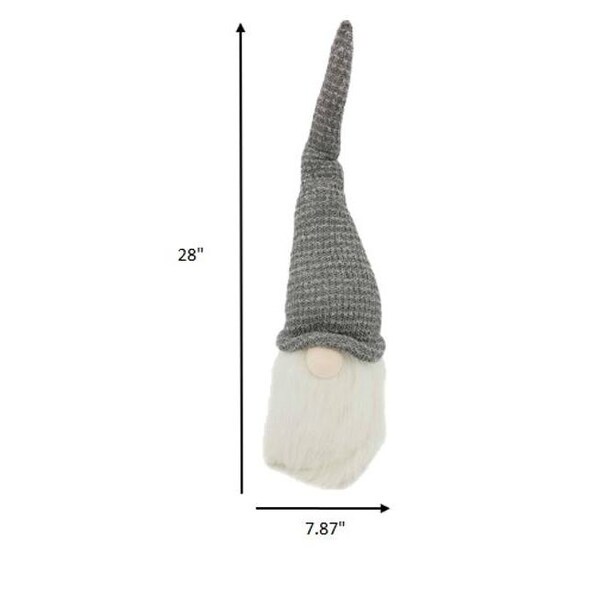 Homeroots 28 x 7.87 x 7.87 in. Gray Fabric Gnome with Ultra Long Hat - 399339