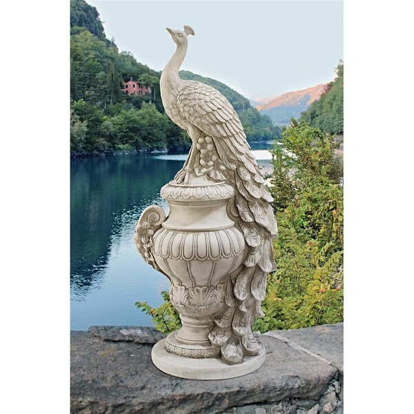 Design Toscano Staverden Castle Peacock on an Urn Garden Statue - KY1876