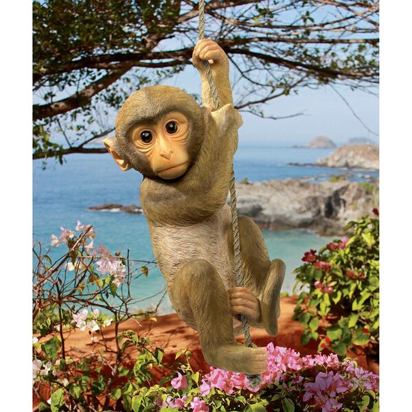 Design Toscano Chico, the Chimpanzee Hanging Baby Monkey Statue - QM2673300