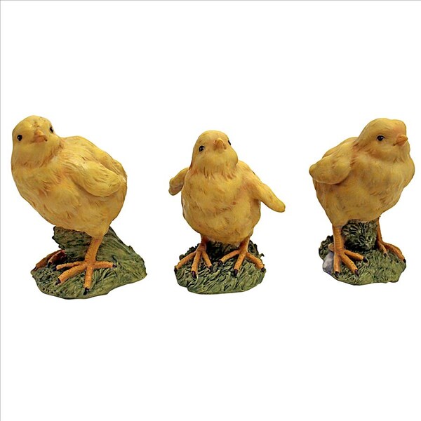 Design Toscano Hatching Chicks, Set of 3 Baby Chicken Statues - QM12335
