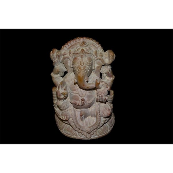 Escenario OMNR4113-Grey Handcrafted Sculpture in Soapstone Elephant Head God Ganesha, Grey - Small - ES2445636