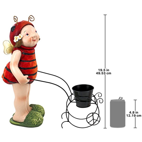 Design Toscano Polly the Lady Bug Fairy Garden Helper Statue - DS18026
