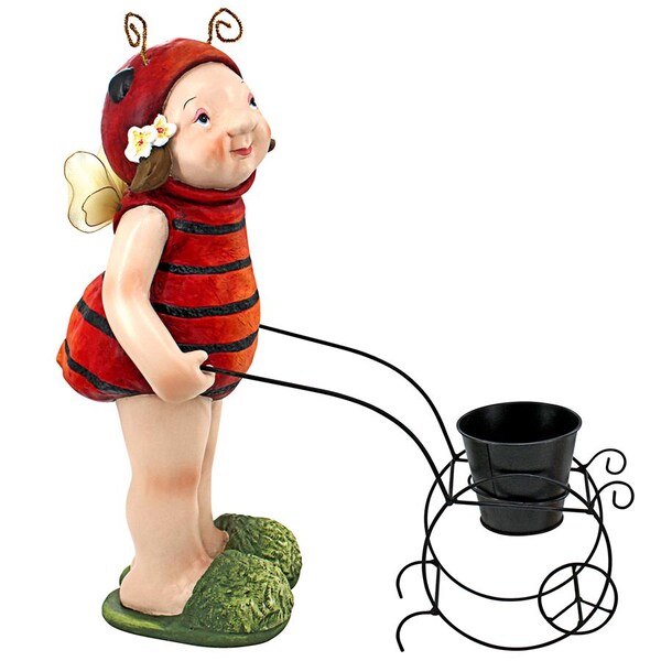 Design Toscano Polly the Lady Bug Fairy Garden Helper Statue - DS18026
