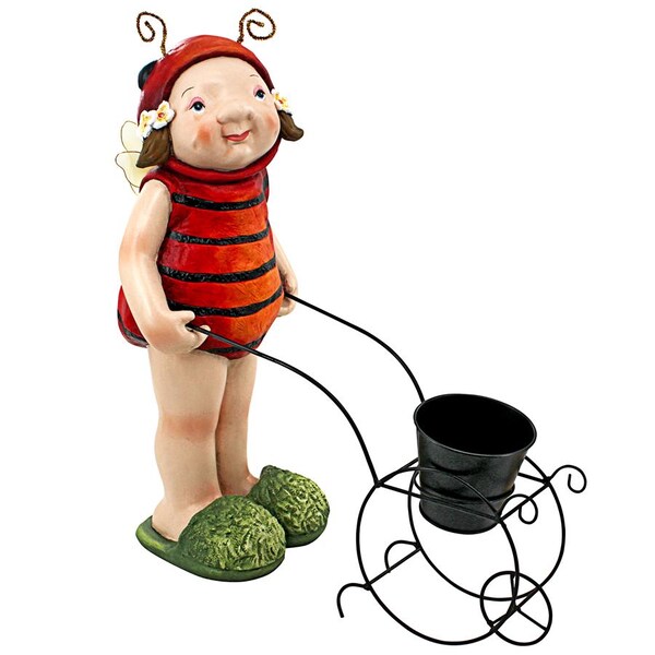 Design Toscano Polly the Lady Bug Fairy Garden Helper Statue - DS18026