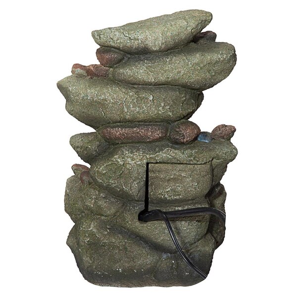 Design Toscano Rocky Range Pass Cascading Waterfall Illuminated Tabletop Fountain - QN170014