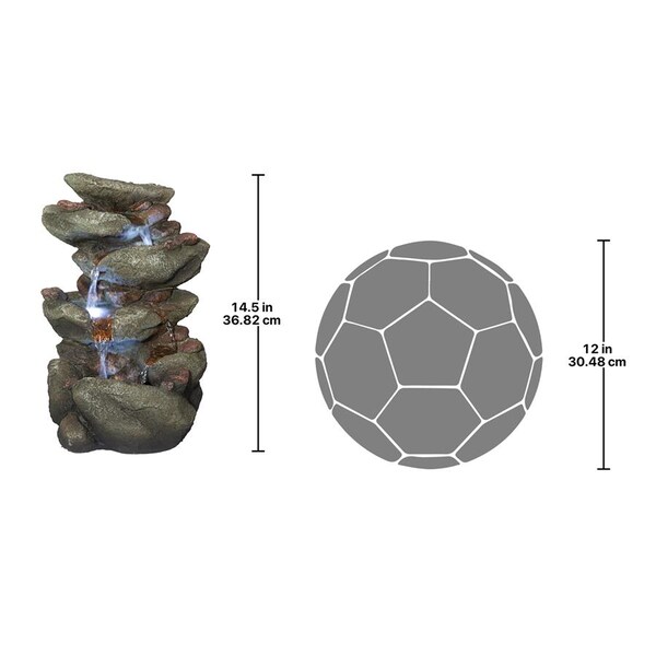 Design Toscano Rocky Range Pass Cascading Waterfall Illuminated Tabletop Fountain - QN170014