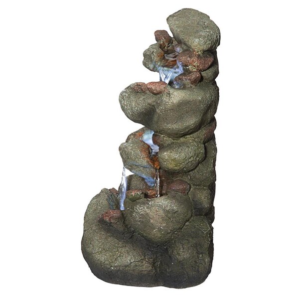 Design Toscano Rocky Range Pass Cascading Waterfall Illuminated Tabletop Fountain - QN170014