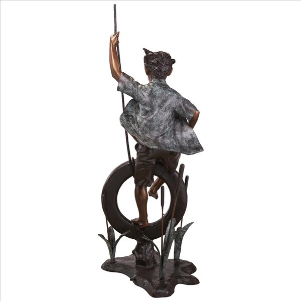 Design Toscano Swinging Tommy on His Tire Cast Bronze Garden Statue - DK1982