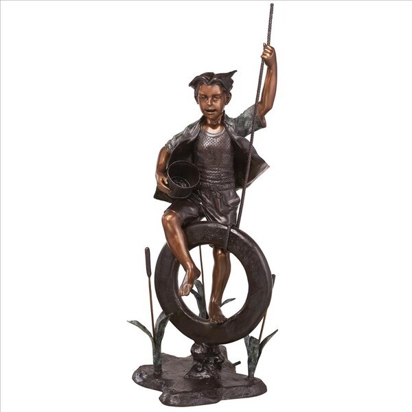 Design Toscano Swinging Tommy on His Tire Cast Bronze Garden Statue - DK1982