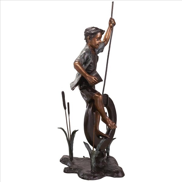 Design Toscano Swinging Tommy on His Tire Cast Bronze Garden Statue - DK1982