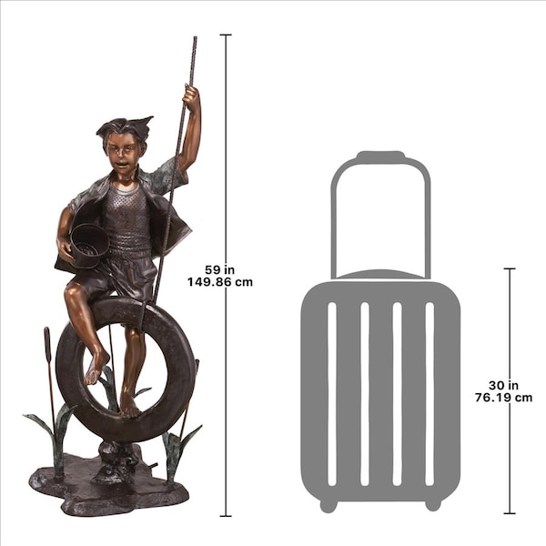 Design Toscano Swinging Tommy on His Tire Cast Bronze Garden Statue - DK1982