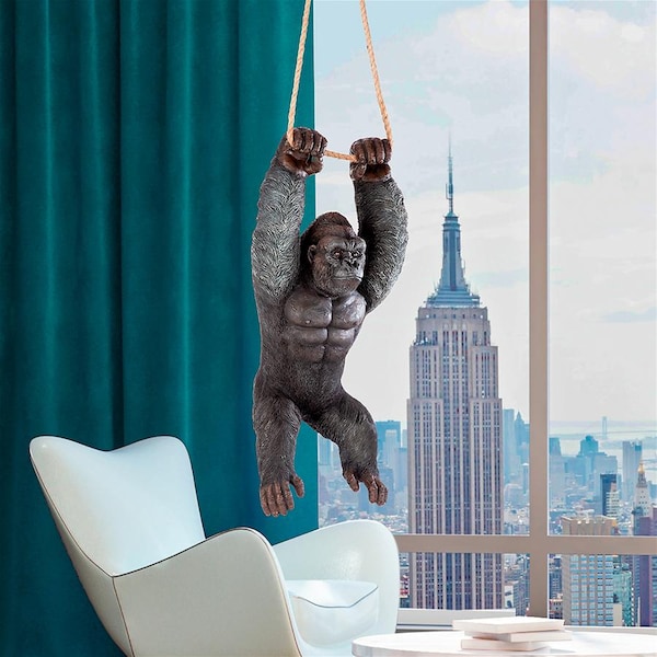 Design Toscano Swinging Great Ape Jungle Monster Hanging Gorilla Sculpture - QM2958300
