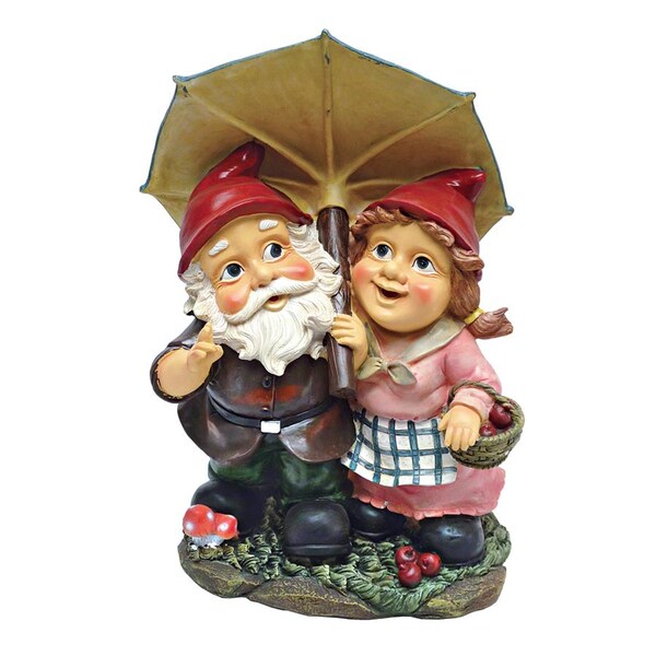 Design Toscano Rainy Day Gnomes Under an Umbrella Garden Statue - QL30310