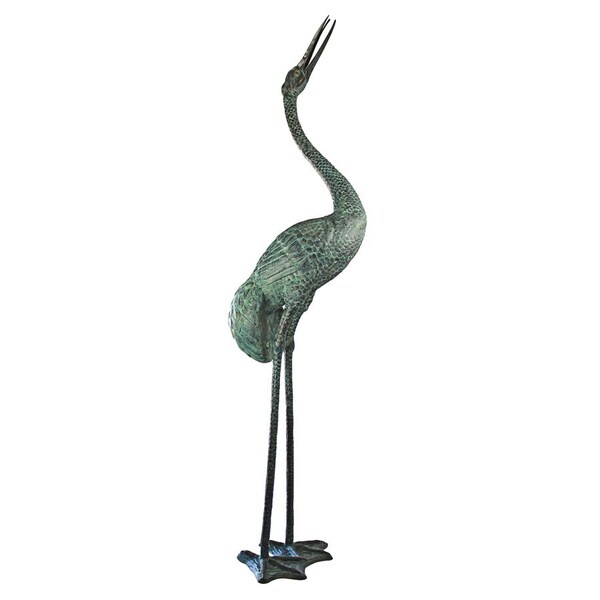 Design Toscano Colossal Straight Neck Crane Bronze Garden Statue - PK7452
