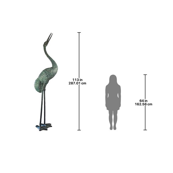 Design Toscano Colossal Straight Neck Crane Bronze Garden Statue - PK7452