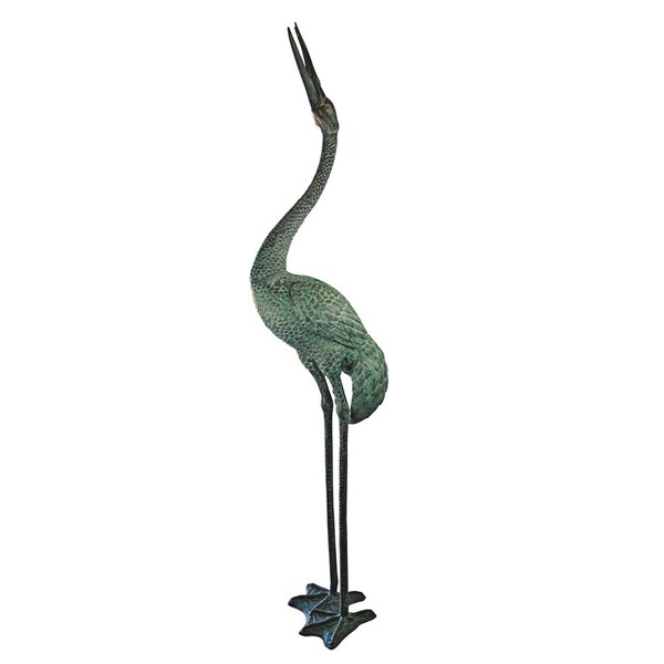 Design Toscano Colossal Straight Neck Crane Bronze Garden Statue - PK7452