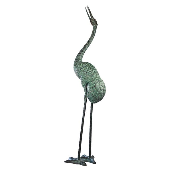 Design Toscano Colossal Straight Neck Crane Bronze Garden Statue - PK7452