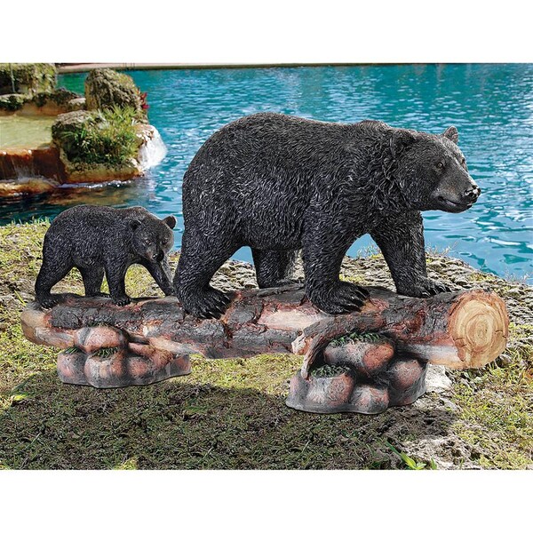 Design Toscano Mother Black Bear and Cub Grand Scale Animal Sculpture - KY1819