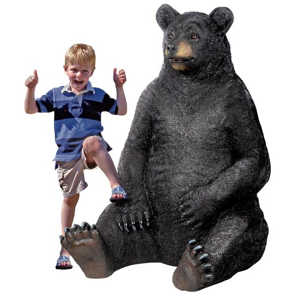Design Toscano Bear-Zerk Giant Sitting Black Bear Statue - KY18867