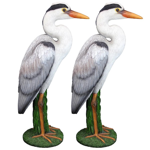 Design Toscano Gray Heron Coastal Bird Statue: Set of Two - QM927565