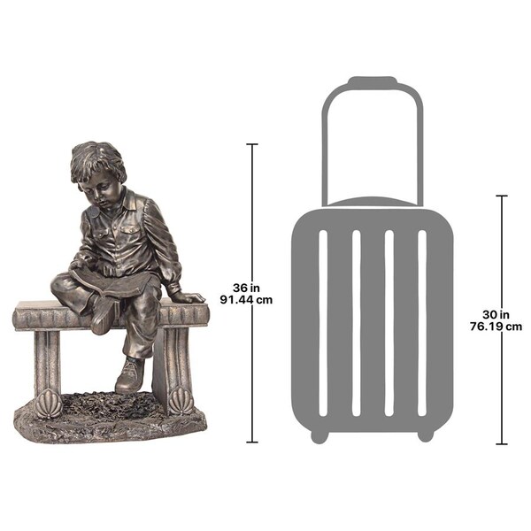 Design Toscano Bobby and His Book Boy on Bench Garden Statue - KY1242