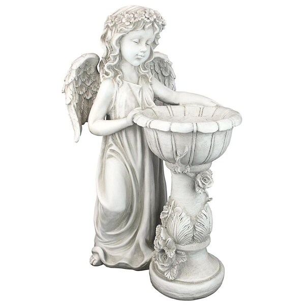 Design Toscano Angelique's Garden Splash Angel at Birdbath Statue - LY710405