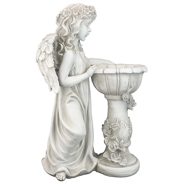 Design Toscano Angelique's Garden Splash Angel at Birdbath Statue - LY710405
