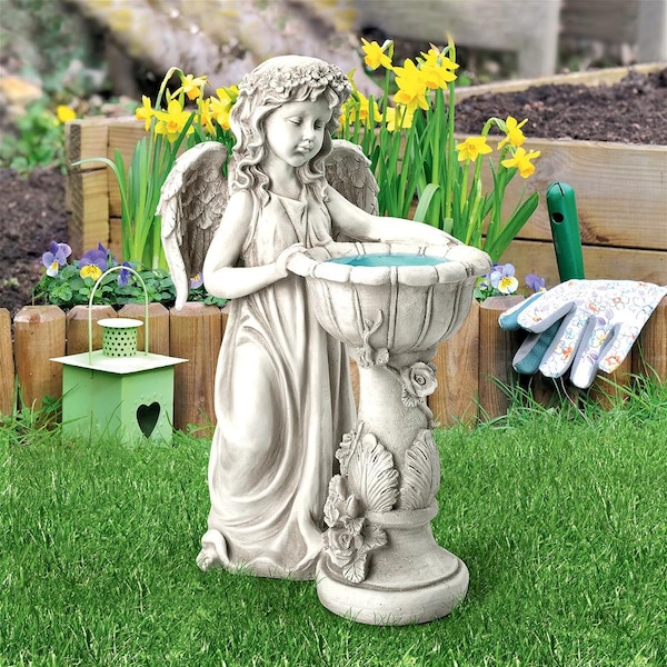 Design Toscano Angelique's Garden Splash Angel at Birdbath Statue - LY710405
