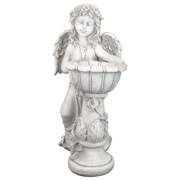 Design Toscano Angelique's Garden Splash Angel at Birdbath Statue - LY710405