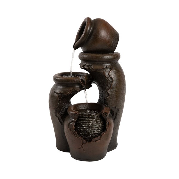 Pure Garden Outdoor 3-Tier Fountain with Hand Painted Cascading Water Feature, .9 Gallon Capacity - 50-LG1180
