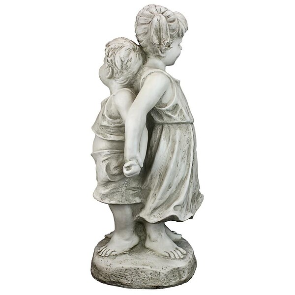 Design Toscano Back to Back Brother and Sister Garden Children Statue - SH380181