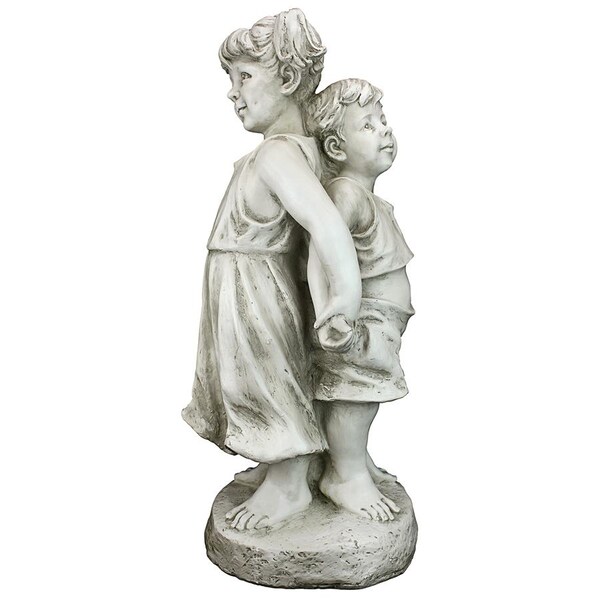 Design Toscano Back to Back Brother and Sister Garden Children Statue - SH380181