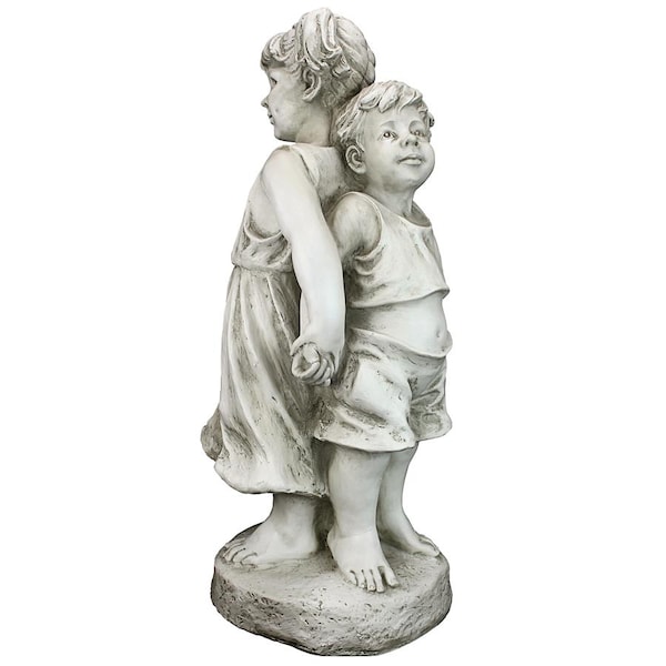 Design Toscano Back to Back Brother and Sister Garden Children Statue - SH380181