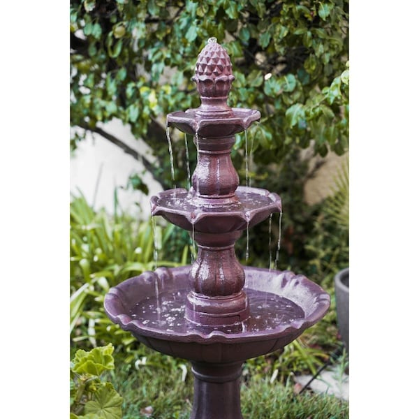 Invernaculo 52 in. Tall 3-Tier Freestanding Waterfall Fountain Outdoor Garden Yard Lawn Porch Decor, Brown - IN2547176