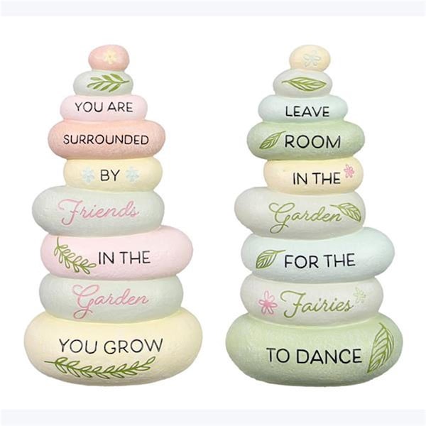 Youngs Resin Stacked Wellness Rock Garden Decor, Assorted Color - 2 Assorted - 73735
