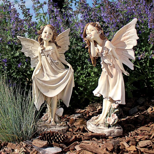 Design Toscano Wildflower Meadows Fairies Garden Statues: Set of Two - LY97921
