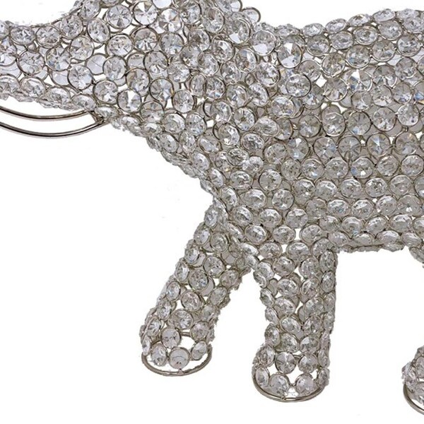 Homeroots Elephant Sculpture, Silver & Faux Crystal - 383777